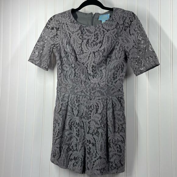 CeCe by Cynthia Steffe Women's Gray Lace Cocktail Classy Romper Size 0 - Picture 3 of 8